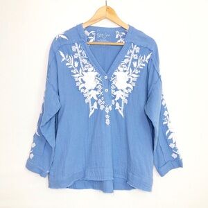 Kyla Seo size XS Blue embroidered BoHo tunic tops